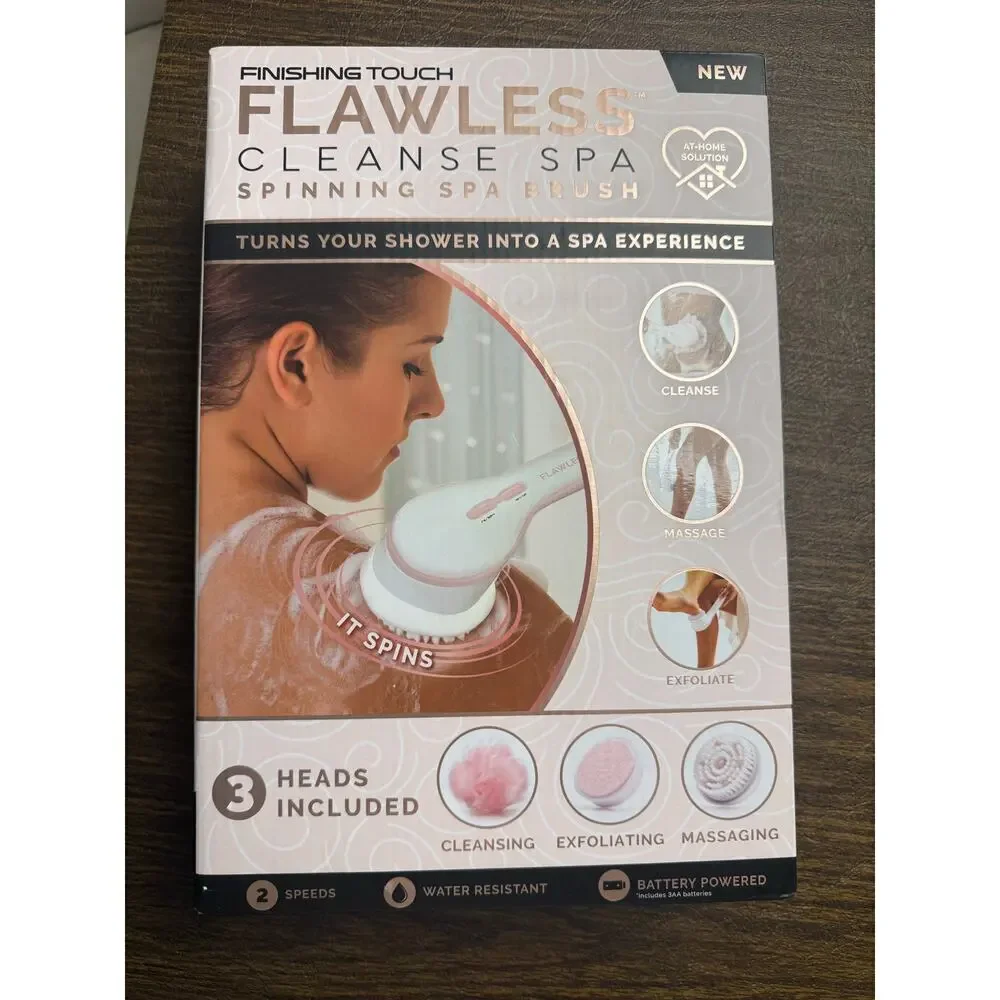 Finishing Touch Flawless Cleanse Spa Electric Body Brush 3 Cleansing Heads NIB